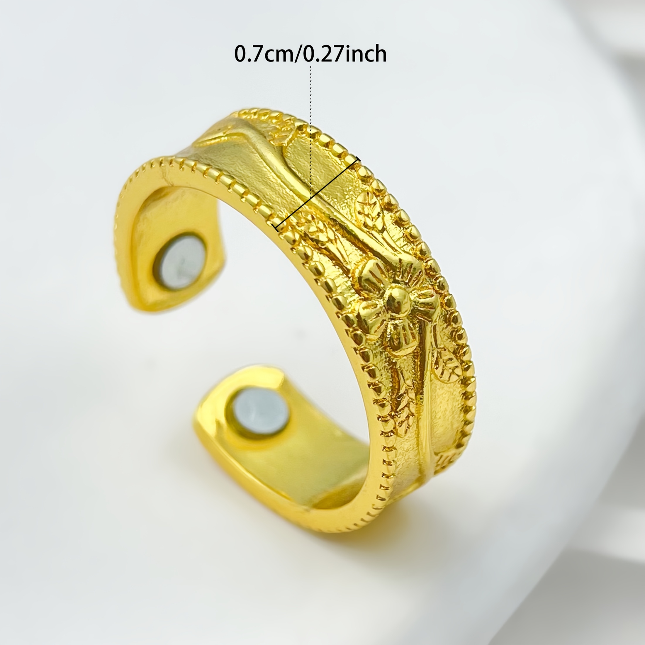 Adjustable Opening Ring Vintage Engraved Cildstone Unisex Couple Ring